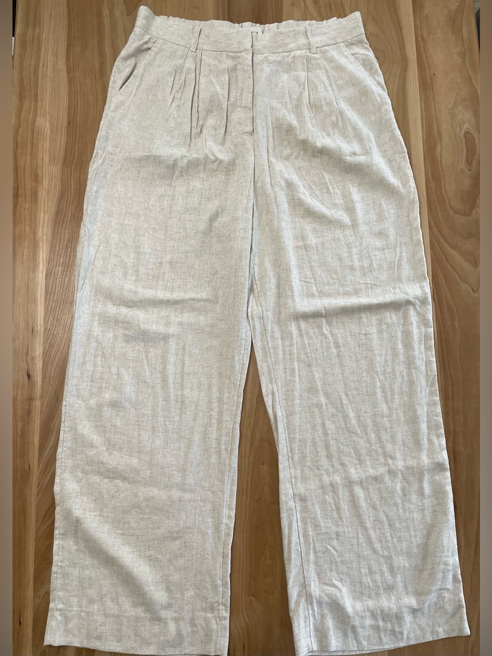 Abercrombie & Fitch Linen Blend Wide Leg Pants Women’s 33L (16L) Pleated Front